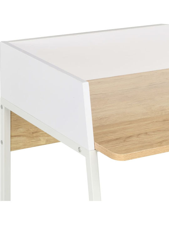 Birou Secretar de Birou Din Lemn Alb Cu Picioare Metalice 90x60x88cm
