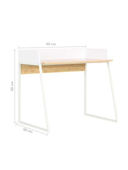 Birou Secretar de Birou Din Lemn Alb Cu Picioare Metalice 90x60x88cm