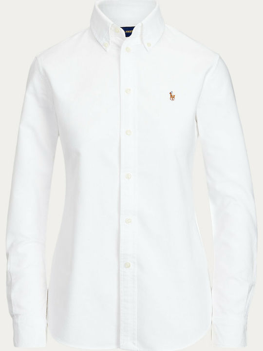 Women's Pique Monochrome Long Sleeve Shirt White