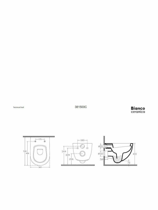 Bianco Ceramica Lenta Wandhängende Toilette mit Schlank Deckel Sanftes Schließen Elfenbein
