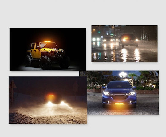 Flexzon Auto-Signalleiste LED 12 / 24V Wasserdicht 30cm mit Orange Beleuchtung