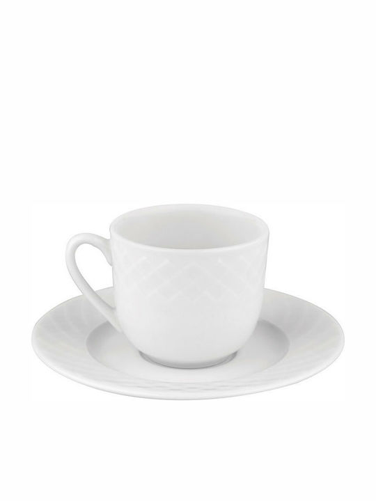 Ionia Φλυτζάνι Καφέ Itea, με Πιατάκι Porcelain Coffee Cup Set 90ml White