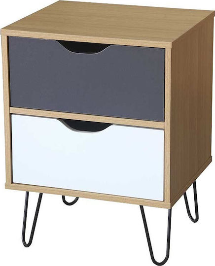 Κομοδίνο Artic Ξύλινο Sonoma / Γκρι / Λευκό 45x39x59.5cm