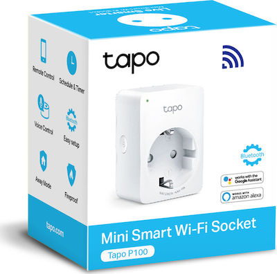 TP-LINK Tapo P100 Μονή Εξωτερική Πρίζα Ρεύματος Wi-Fi Λευκή