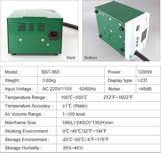 Best Σταθμός Κόλλησης Ρεύματος 1200W με Ρύθμιση Θερμοκρασίας