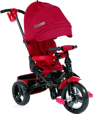 Lorelli Jaguar Eva Kids Tricycle Convertible, With Storage Basket, Sunshade & Push Handle for 1-3 Years Red