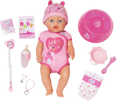 ZAPF Creation Baby Doll Set Baby Born Soft Touch Girl Blue Eyes for 3+ Years Old 43 cm.