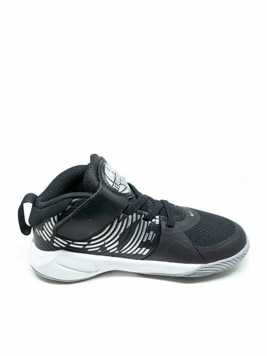 Hustle Team Hustle 9 Kids Sports Shoes Basketball with Hoop & Loop Closure Black / Metallic Silver