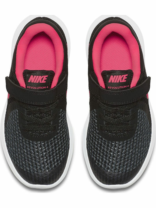 Revolution Revolution 4 Kids Sports Shoes Running with Hoop & Loop Closure Black / Racer Pink / White