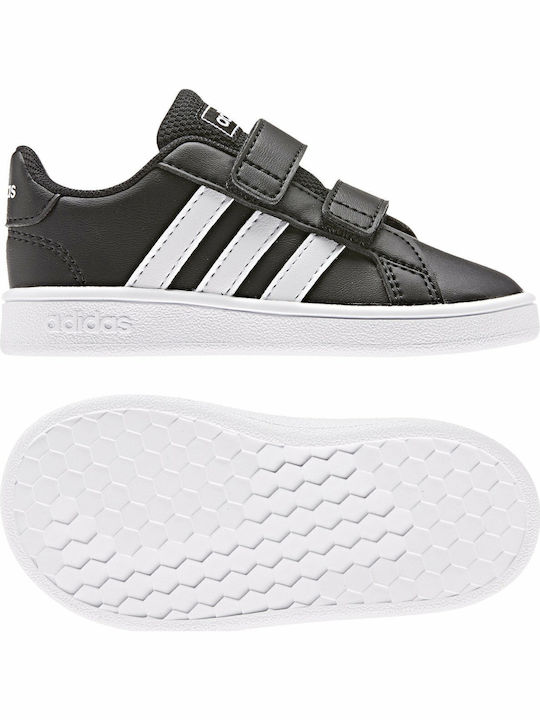 Grand Court I Kids Sneakers with Hook and Loop Closure Core Black / Cloud White