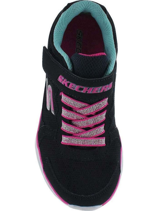 Flat Gore & Strap Αθλητικά Παιδικά Παπούτσια Running με Σκρατς Μαύρα