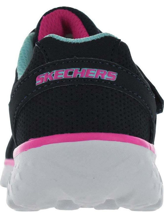 Flat Gore & Strap Αθλητικά Παιδικά Παπούτσια Running με Σκρατς Μαύρα
