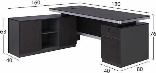 Γωνιακό Επαγγελματικό Γραφείο Rosewood 180x160x76εκ.