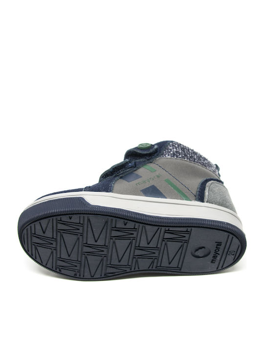 Lederne Kinderstiefeletten mit Klettverschluss Marineblau