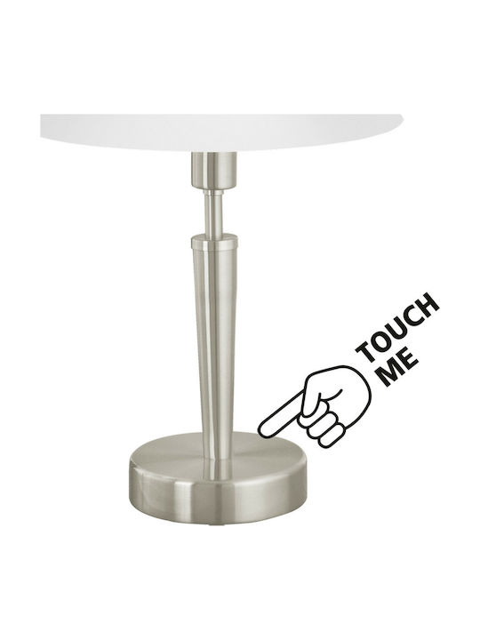 Eglo Metal Table Lamp for Socket E14 with White Shade and Silver Base