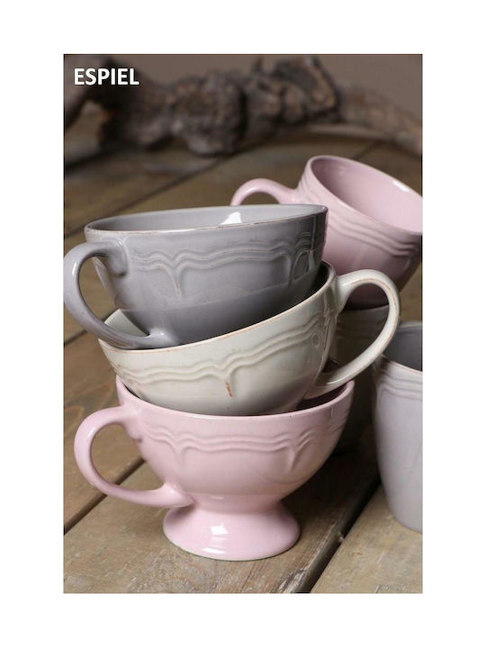 Espiel Venezia Servierschale für Müsli Rund Keramik Rosa Antike mit Durchmesser 13,3cm