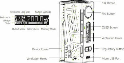 Tesla WYE Mod E-Cigarette 200W Full Black