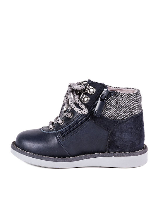 Mayoral Kids Leather Boots with Zipper Navy Blue