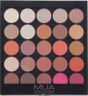 MUA 25 Shade Eye Shadow Palette Pressed Powder Burning Embers 17gr