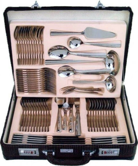 Karvounis Cutlery Set Stainless Silver 72pcs with Suitcase