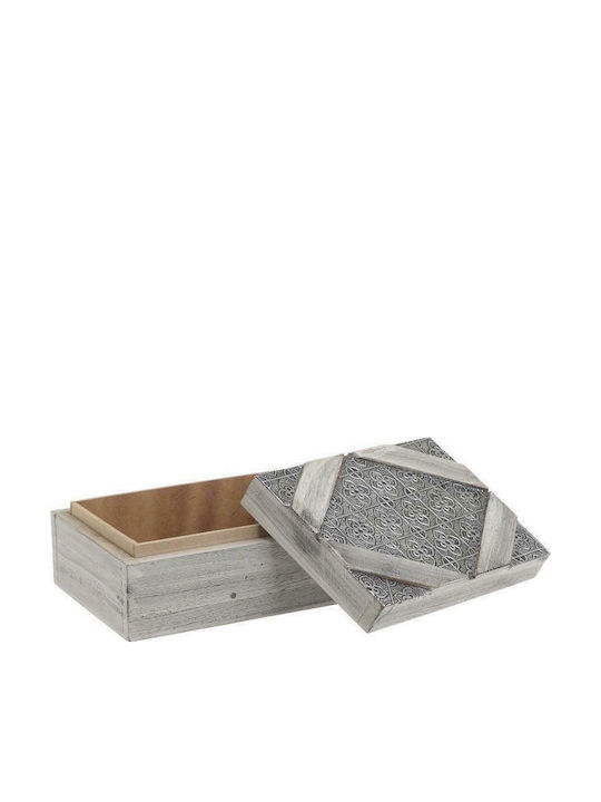 Inart Cutie Decorativă Lemn White/Grey 15x10x6cm