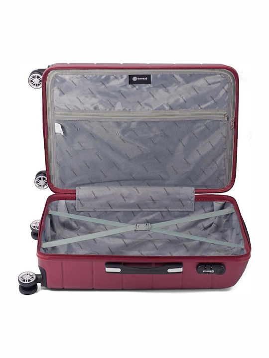 Benzi Cabin Travel Suitcase Hard Burgundy with 4 Wheels Height 55cm