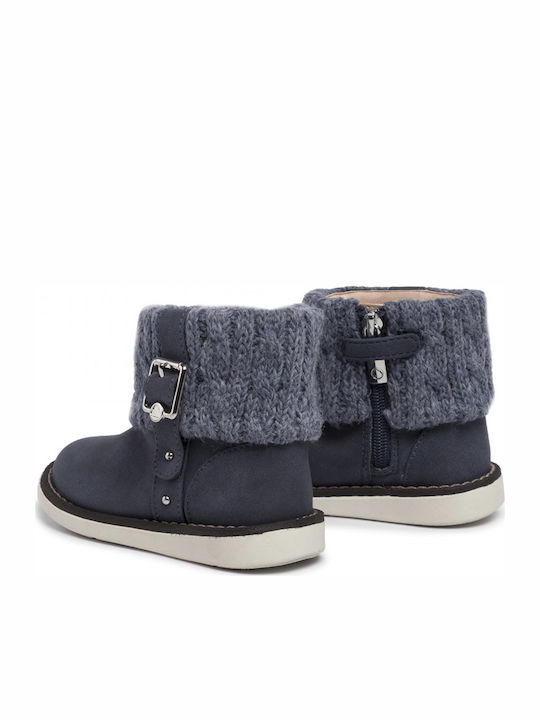 Suede Παιδικά Μποτάκια με Φερμουάρ Navy Μπλε