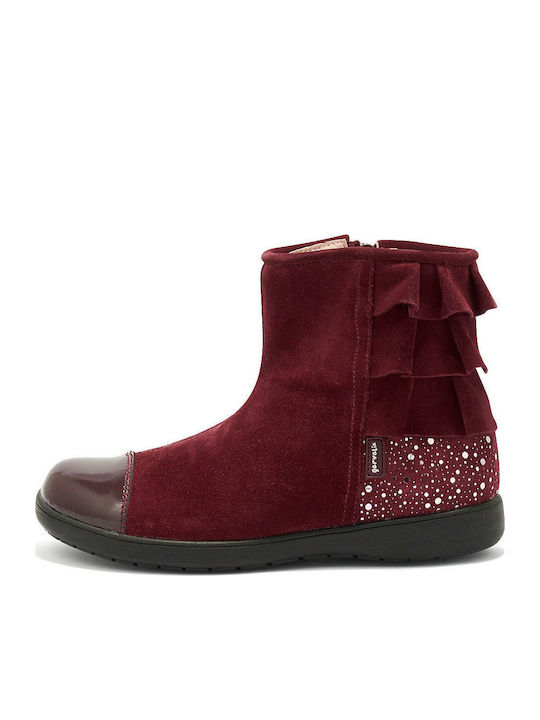 Leather Kids Boots with Zipper Burgundy