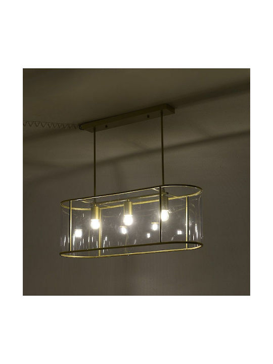 Inart Pendant Light Three-Light Rail Gold