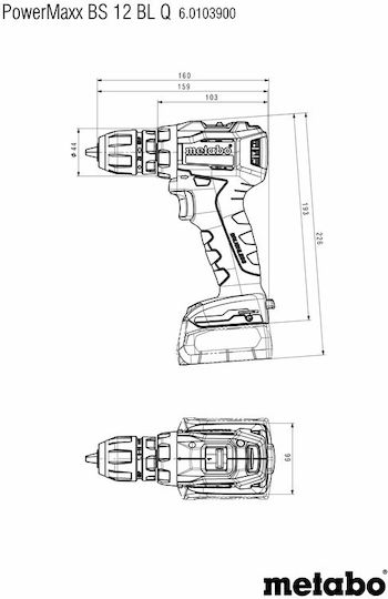 Metabo PowerMaxx BS 12 BL Q Battery Drill Driver 12V 2x2Ah
