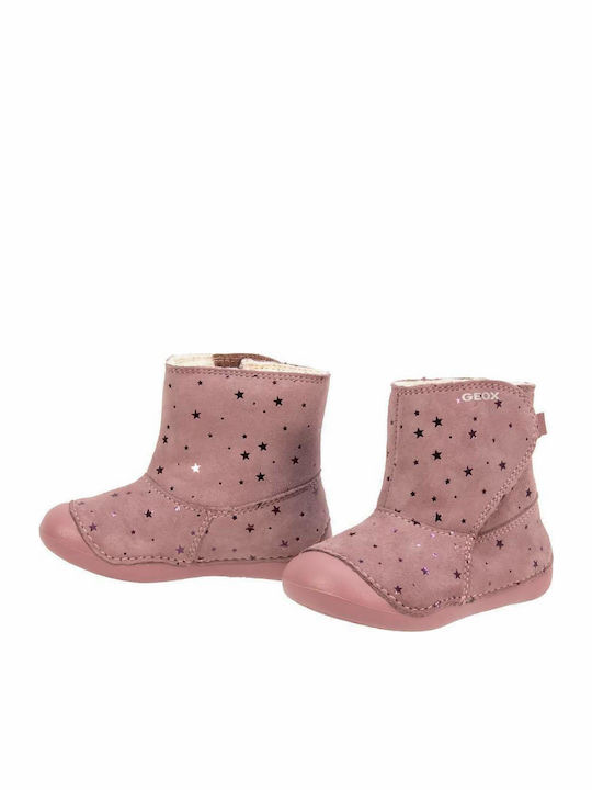 Tutim Anatomice Ghete Copii din Piele cu Velcro Roz