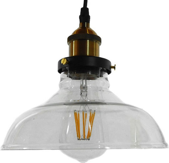 GloboStar Hatty Ceiling Light Transparent Bell with E27 Socket 24.5x22x15cm