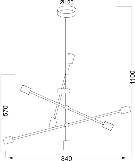 Aca Luther Hängelampe Weiß für 7 Lampen E27 84x110x130cm.