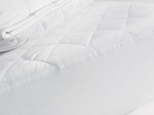 Nef-Nef Homeware Protective Cover Double with Skirt Quilted White 140x200+30cm