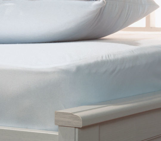 Nef-Nef Homeware Protective Cover Single Waterproof with Skirt Terry White 100x200+30cm