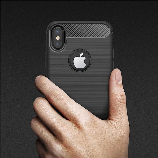 Hurtel Carbon Fibre Brushed TPU Back Cover Σιλικόνης Μαύρο (iPhone XR)