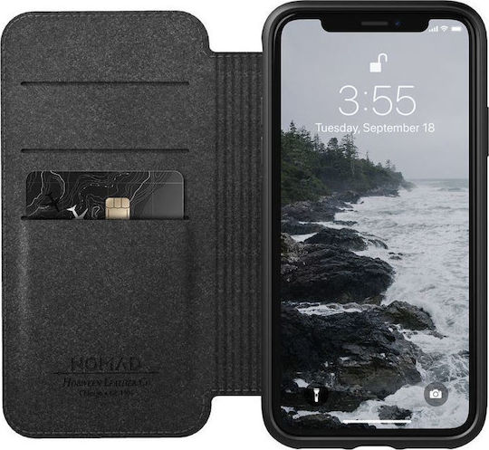 Nomad Rugged Folio Buchen Sie Synthetisches Leder 0.75mm Schwarz (iPhone 11 Pro Max)
