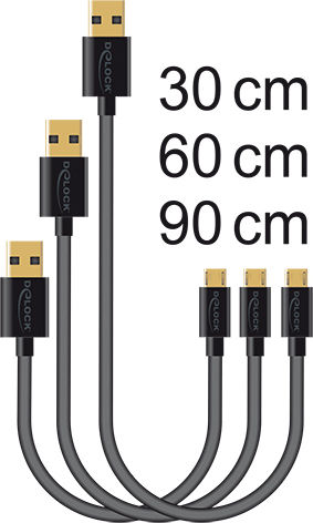 DeLock Редовна USB 2.0 до микро USB кабел Черен 0.9м (83680) 1бр