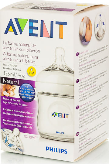 Philips Plastic Baby Bottle Natural Anti-Colic with Silicone Teat for 0+ Months Transparent 125ml