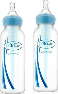 Dr. Brown's Set aus Plastikflaschen Options+ Narrow Neck Gegen Koliken mit Silikonsauger für 0+, 0+ m, Monate Light blue 250ml 2Stück