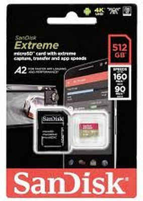 Sandisk Extreme microSDXC U3 V30 A2 UHS-I 160MB/s με αντάπτορα