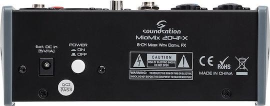 Soundsation Miomix 204FX MIOMIX-204FX Αναλογική Κονσόλα 6.0 Καναλιών με Phantom Power & 2 Εισόδους XLR