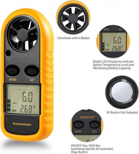 GM816 Anemometer Actual/Middle/Maximum Wind Speed