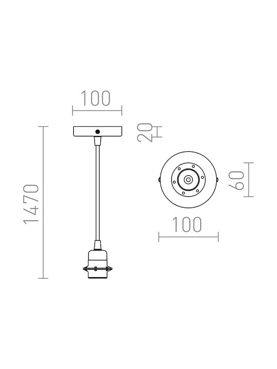 Rendl Light Studio Elisa Black Pendant Light Suspension for Socket E27 Black