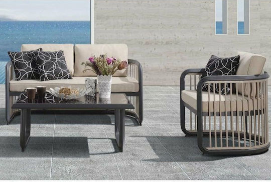 Woodwell Garten- und Outdoor-Möbelsets Wohnbereich 5 Stück Anthrazit mit Kissen E6731