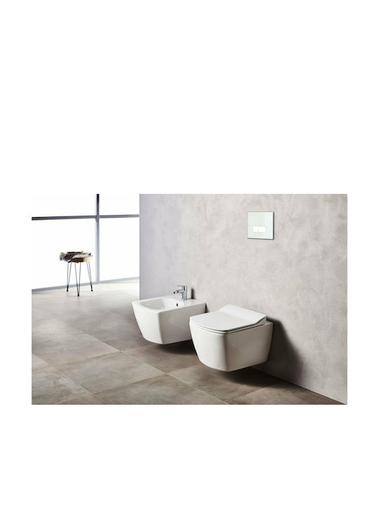 Creavit Elegant Rimless Wall-Mounted Toilet that Includes Slim Soft Close Cover White
