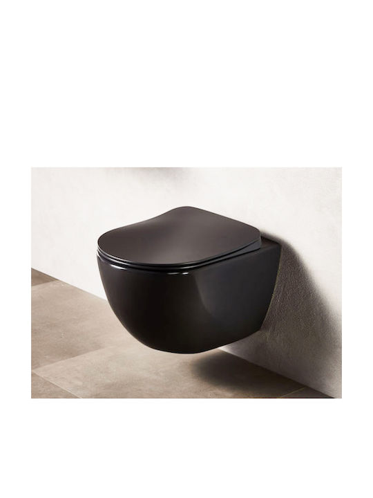 Creavit Free Wall-Mounted Toilet that Includes Slim Soft Close Cover Duroplast Anthracite Matt