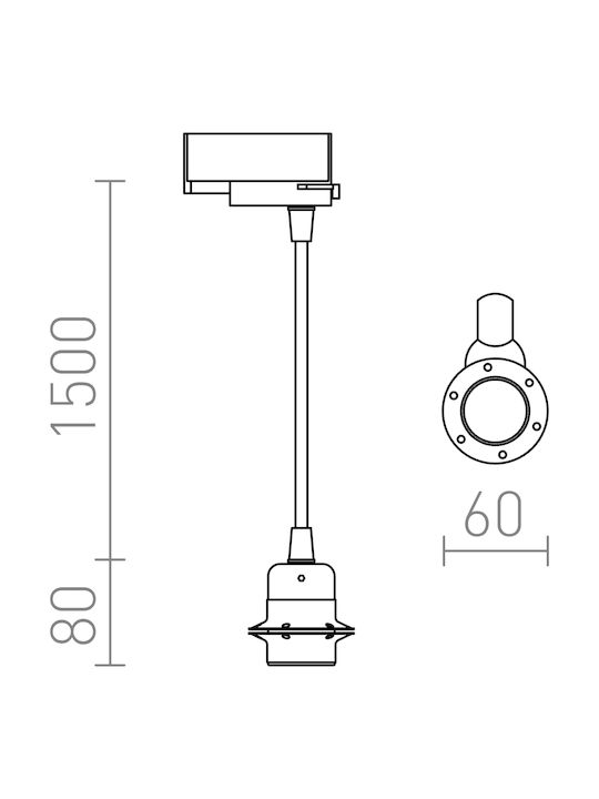 Rendl Light Studio Elisa Pendant Light Suspension Rail for Socket E27 White