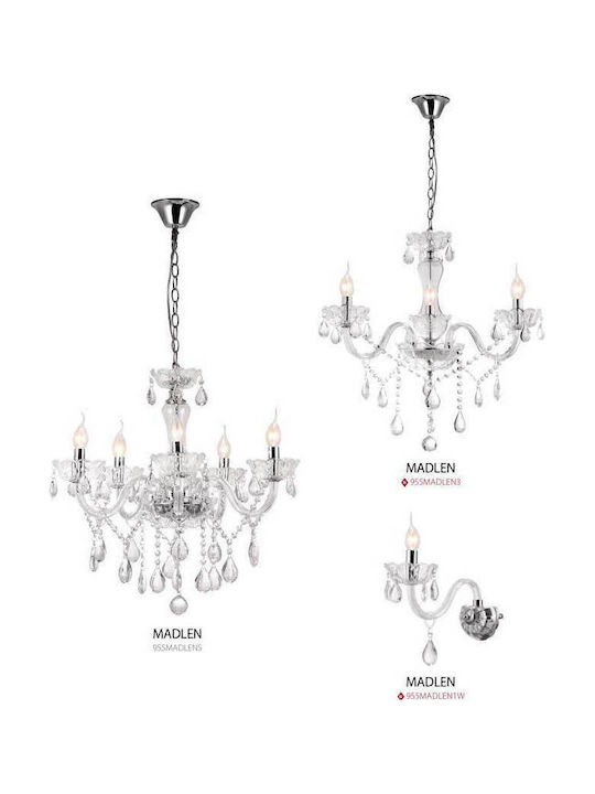 Elmark Candelabru 3xE14 cu Lumânări Transparent 955MADLEN3