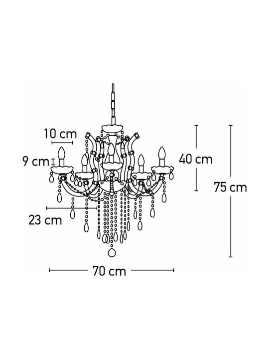 Inlight 5244-6 Πολυέλαιος Ø70cm με Κεράκια Χρώμιο Inlight 5244-6 Πολυέλαιος Ø70cm με Κεράκια Χρώμιο
